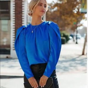 Vici Brand Satin Puff Sleeve Top